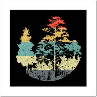 vintage sunset forest trees Posters and Art